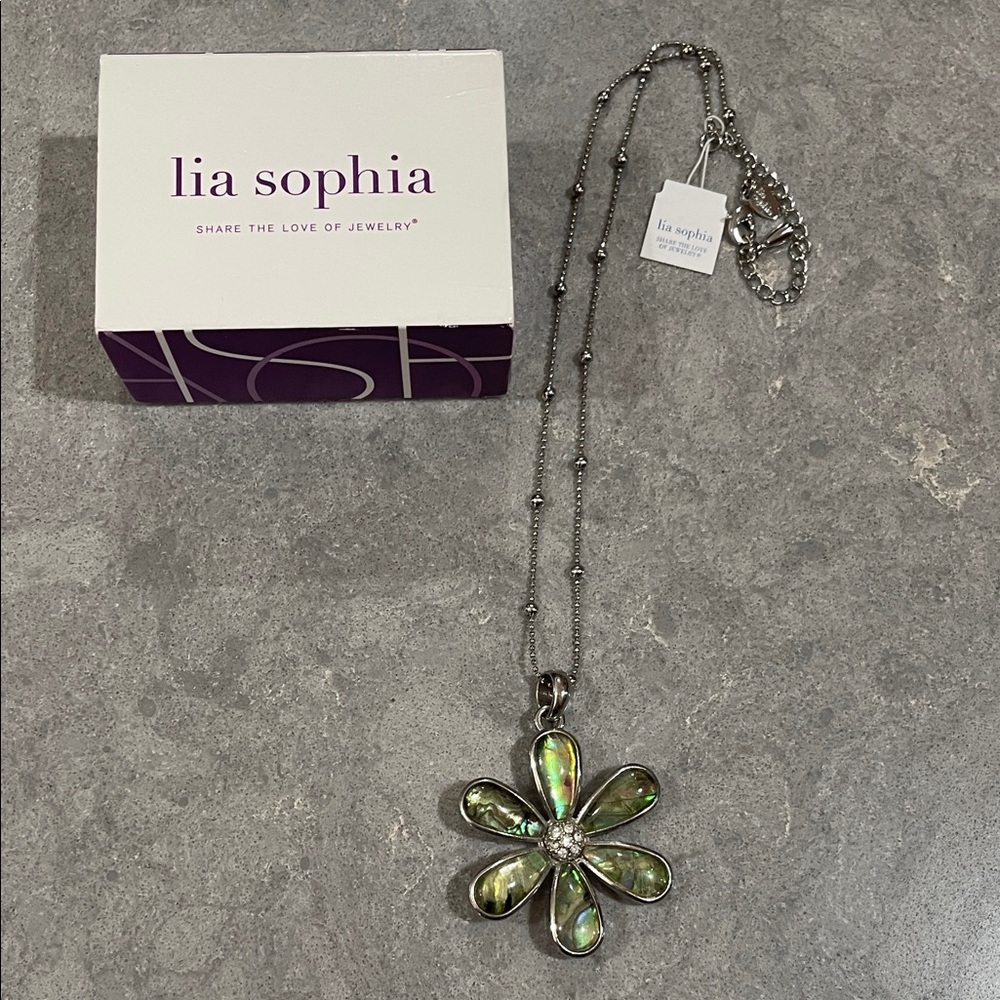 Lia Sophia Abalone Flower Necklace